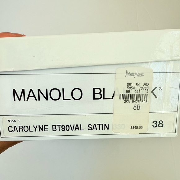 Manolo Blahnik pink Black Floral Appilique embroidered Carolyne 90mm pumps EU 38 - Picture 8 of 8